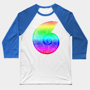 Ammonite Colorful Rainbow Fossil Design Baseball T-Shirt
